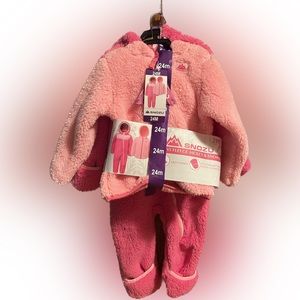 NWT- SNOZU pink fleece jacket and snow bunting - 24M
